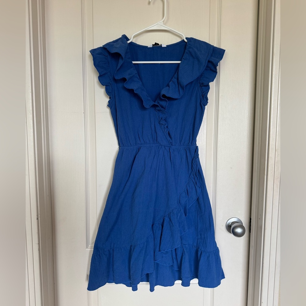 Cupshe Blue Ruffle Dress Sz S